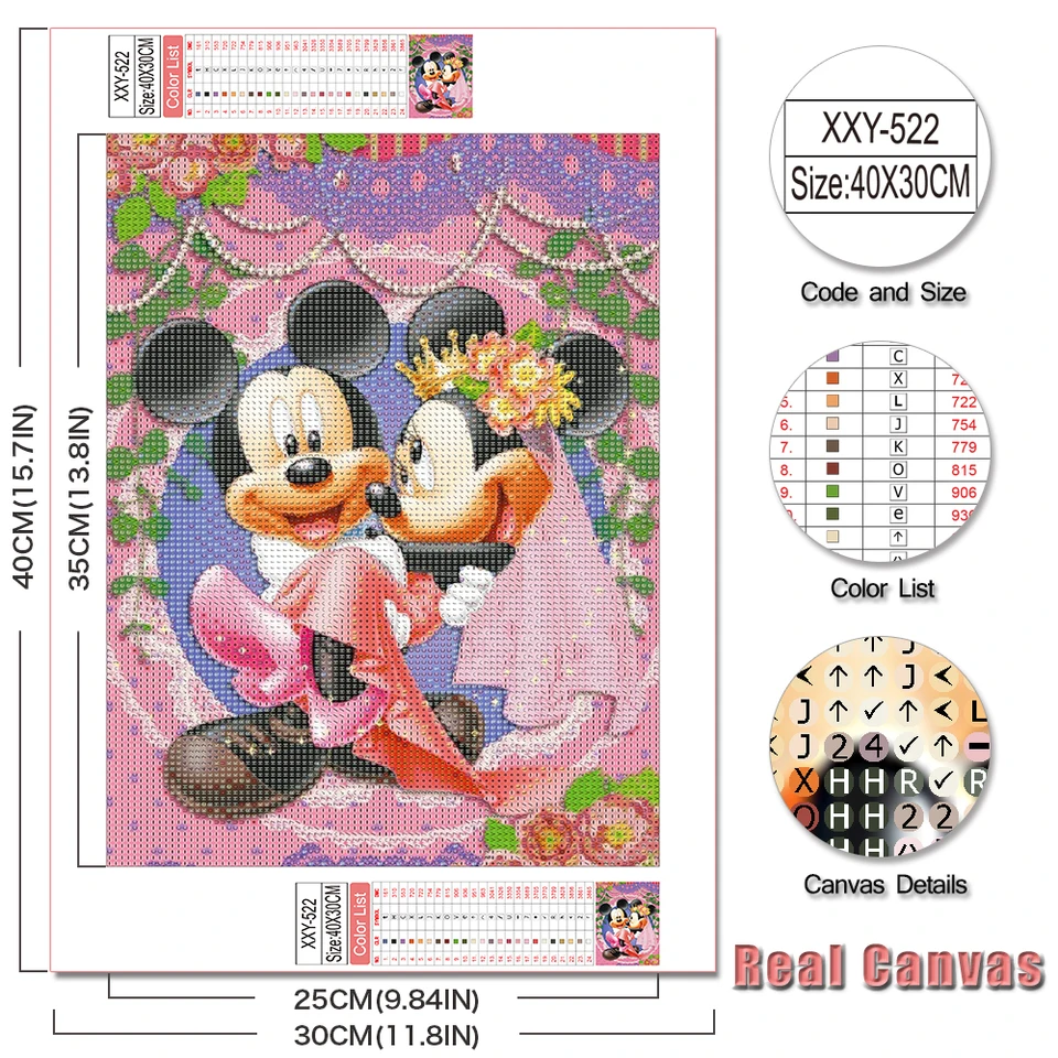 Disney-Analyste de peinture diamant Minnie, point de croix, dessin animé,  art mural bricolage, décoration dintérieur, mosaïque, broderie, designer,  5D - AliExpress