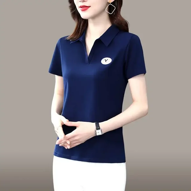 2024년 여름 스타일을 완성하세요: 여성용 스플라이싱 폴로 넥 티셔츠
