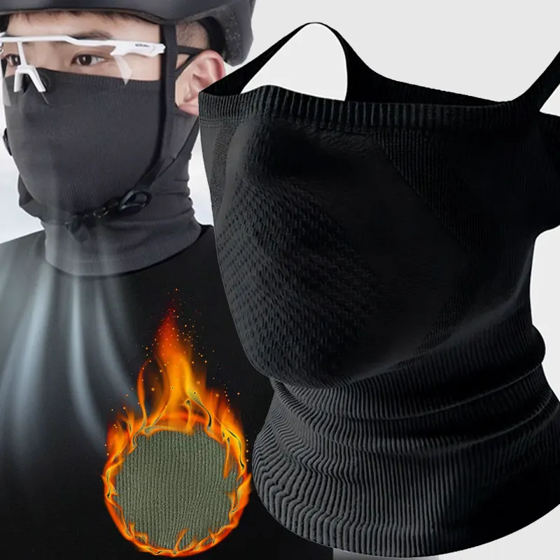 Masque réutilisable en nylon anti-UV pour homme et femme, porté par un modèle, protection 4 saisons.