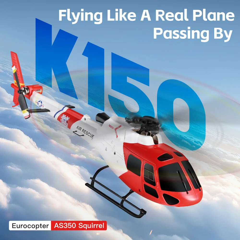 Wltoys K150 리틀 스퀴어 RC 헬리콥터 AS350 4CH 브러시리스 모델 압력 광학 흐름 고정형 고도 RC 비행기 어린이 장난감 선물