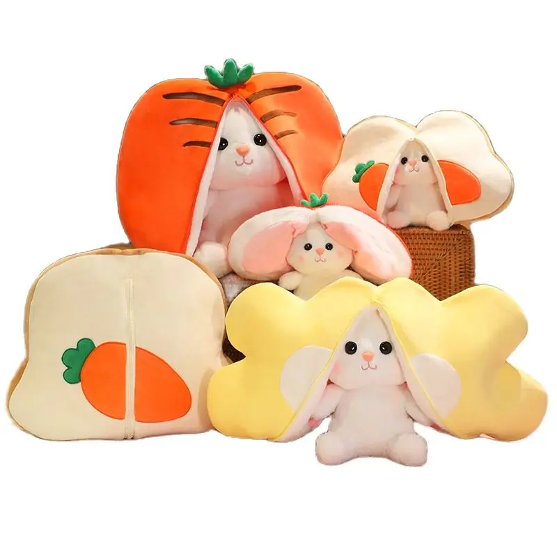 

Kawaii Colorful Turn Into Toast Rabbit Plush Toys Soft Pillow Throw Cartoon Anime Bunny Sleep Doll Decor Children Birthday Gift