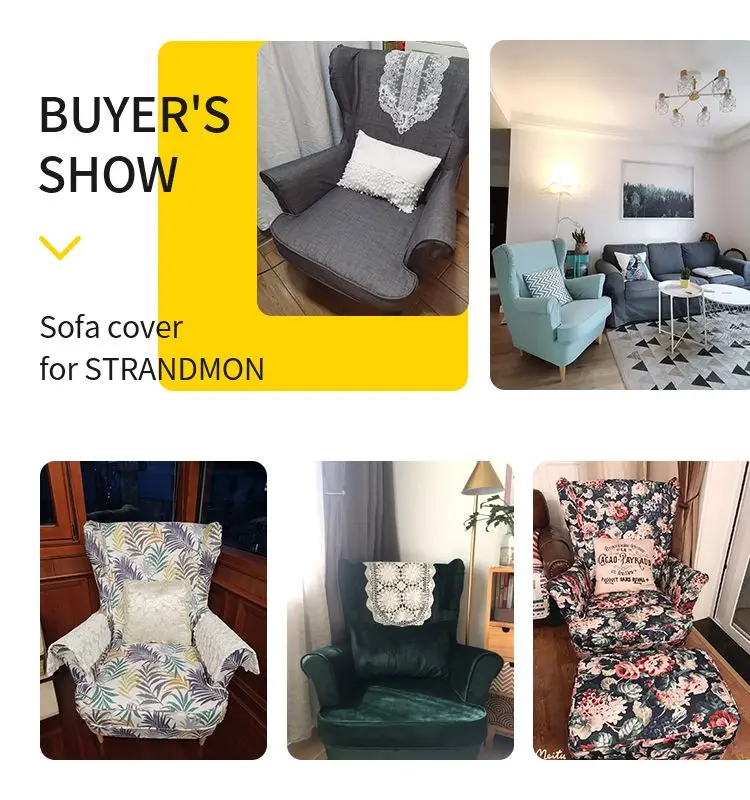 CRIUSJA Chair Cover for Strandmon Armchair, Couch Cover for Living Room, Armchair Sofa Slipcover 4