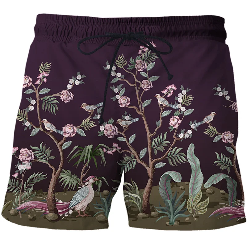 Summer Woods Peacock Short Pants Women Men 3D Printed Swimsuit Swim Trunks Beach Shorts Skateboard Sport Cool Gym Ice Shorts 6