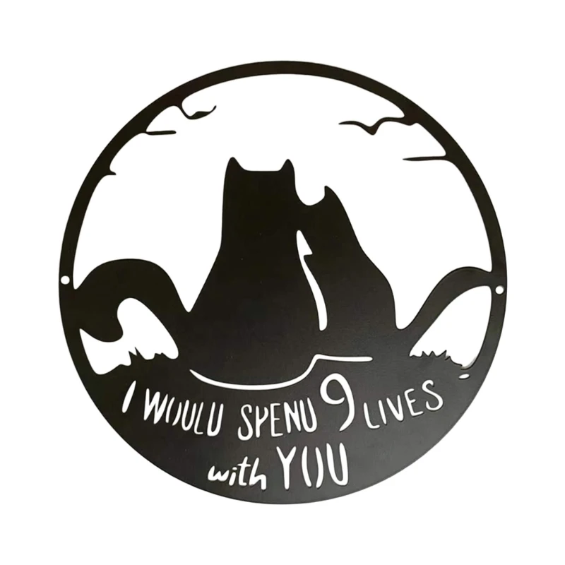 

W3JA Элегантный Черный Кот Завесы Металлический Настенный Знак Современные Настенные Украшения Украшение Дома Новоселье Подарок