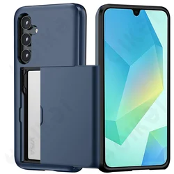 Heavy Duty Dual-Layer Protective Wallet Case with Hidden Card Slot for Samsung S23 Plus (Navy Blue)