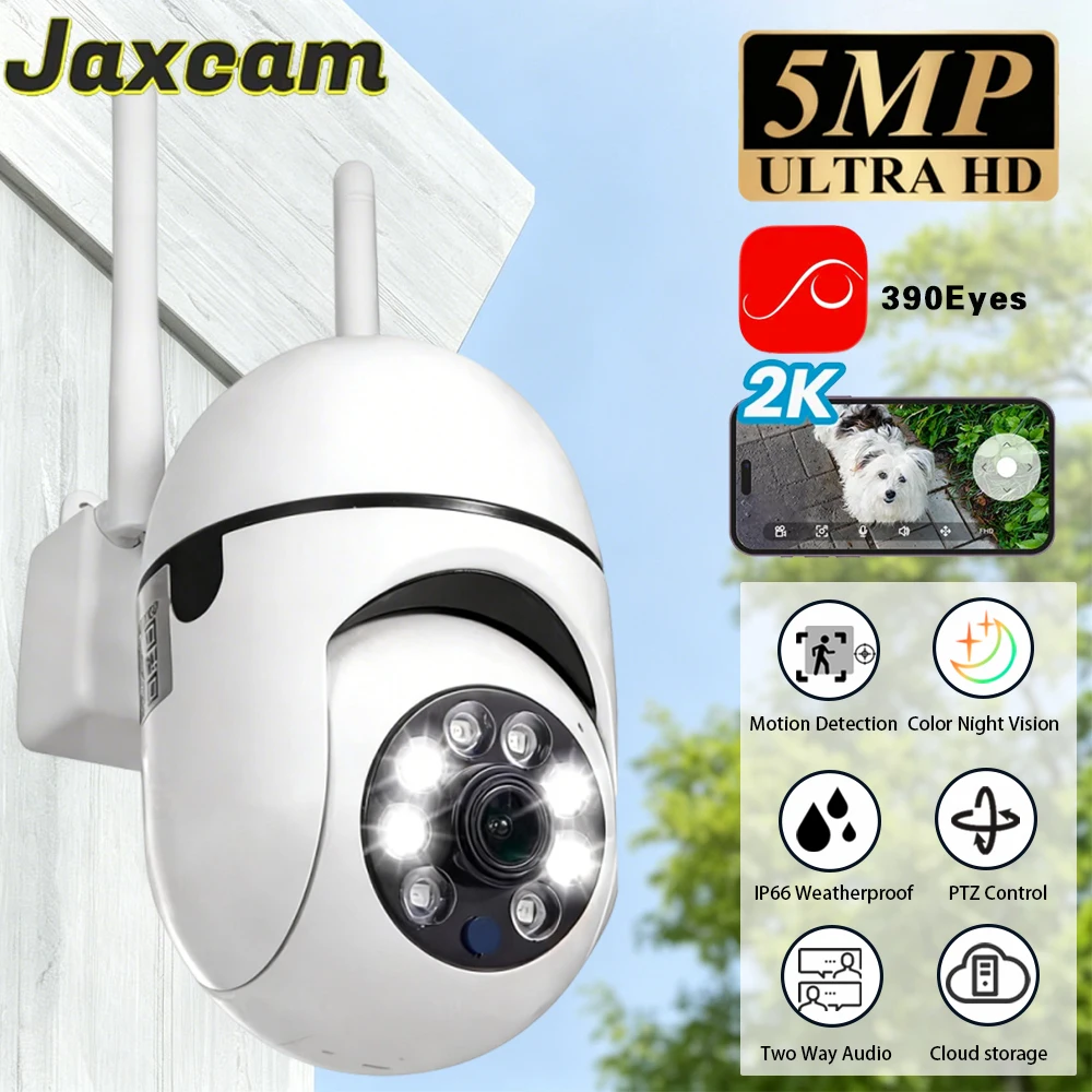 Câmera de Segurança WiFi PTZ 390EYES 2.4G 5MP para Ambientes Internos com Detecção de Movimento, Rastreamento Automático e Áudio Bidirecional