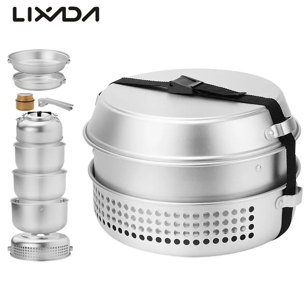 10pcsCampingStoveKitCampingPotPanStoveSetforOutdoorCamping