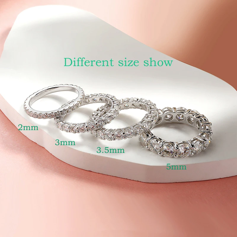 Smyoue 2-5mm Full Moissanite Ring for Women Sparkling Wedding Eternity Bands 100% S925 Sterling Silver Jewelry Classic Ring GRA - Image 3