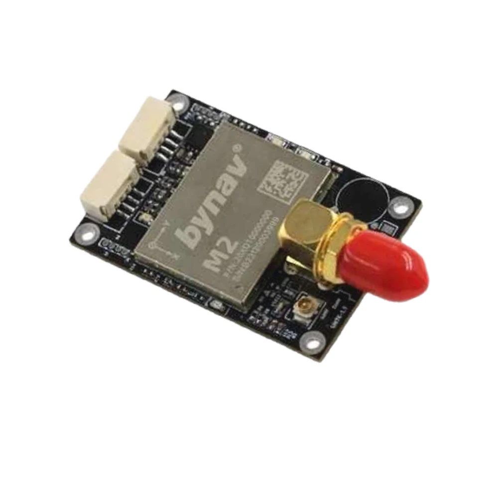Gros plan sur le boîtier du module GNSS RTK U20, montrant les connecteurs et la LED de statut.