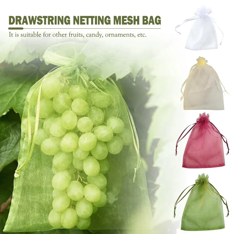 

100PCS Grapes Fruit Protection Bags Garden Mesh Bags Agricultural Orchard Pest Control Anti-Bird Netting Vegetable Bags