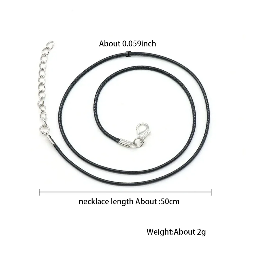 10pcs/Set 50cm Leather Rope Waxed Wire Necklace Rope Lobster Clasp Black Leather Pendant Lanyard Necklace Diy Jewelry Accessory