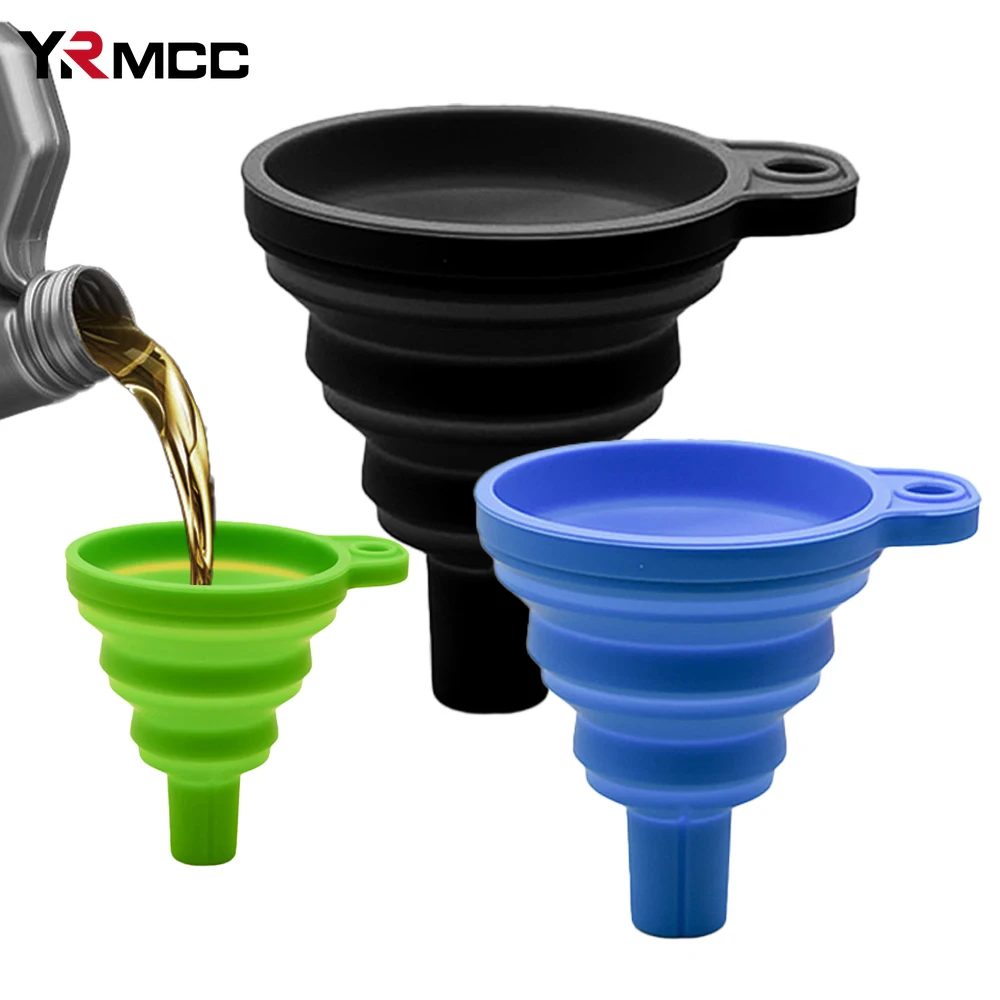 Foldable Silicone Engine Oil Funnel - Portable Car & Motorcycle Accessory