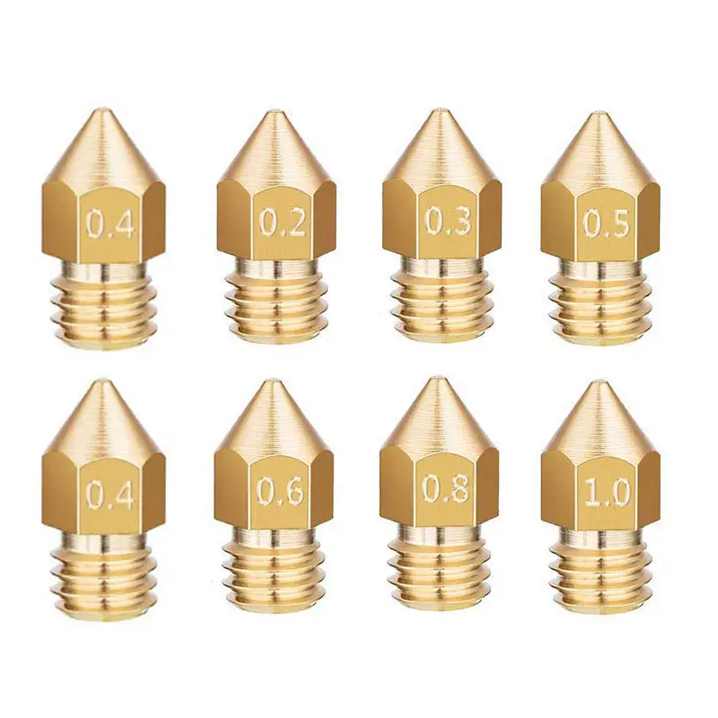 10/20 Pcs MK8 Brass Nozzle 0.2MM 0.3MM 0.4MM 0.5MM 0.6MM Extruder Head Nozzles For 1.75MM CR10 CR10S Ender-3 3D Printer Parts image 3