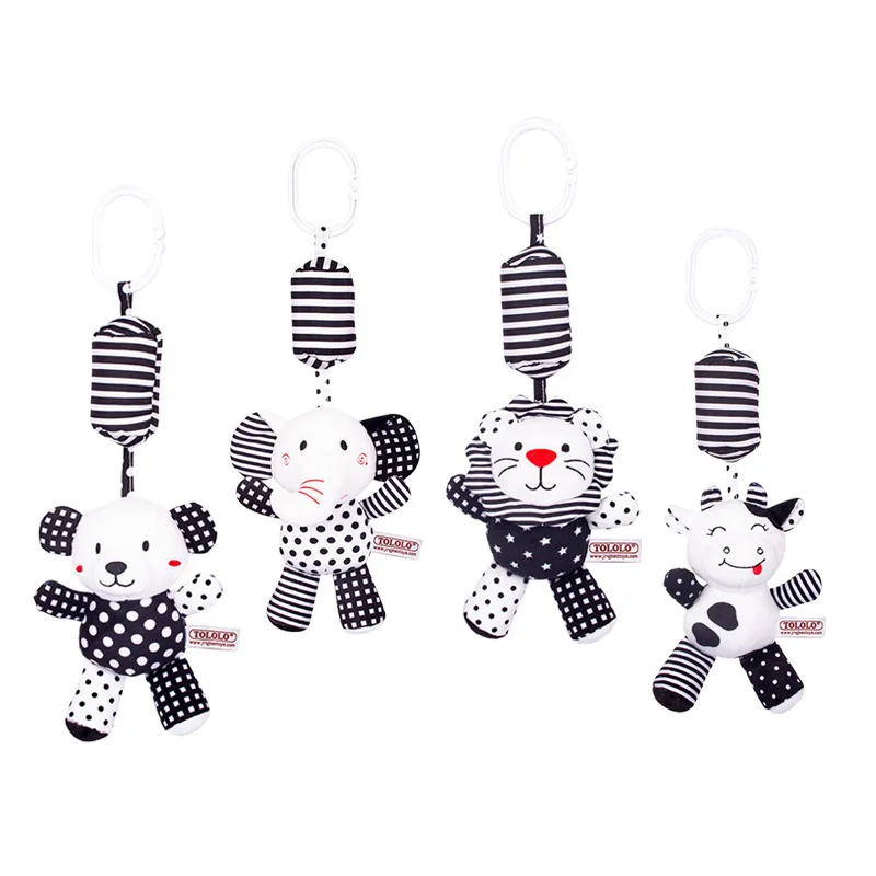 

Black and White Animals Baby Bed Bell Safety Seat Plush Toy Mobile Baby Bed Chimes Rattles Bell Stroller Hang Car Hanging