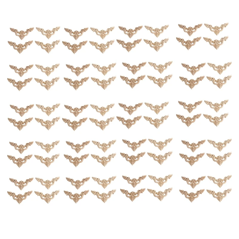 

80 шт. 8x8 см деревянные резные Угловые мебельные украшения для дома Неокрашенная аппликация