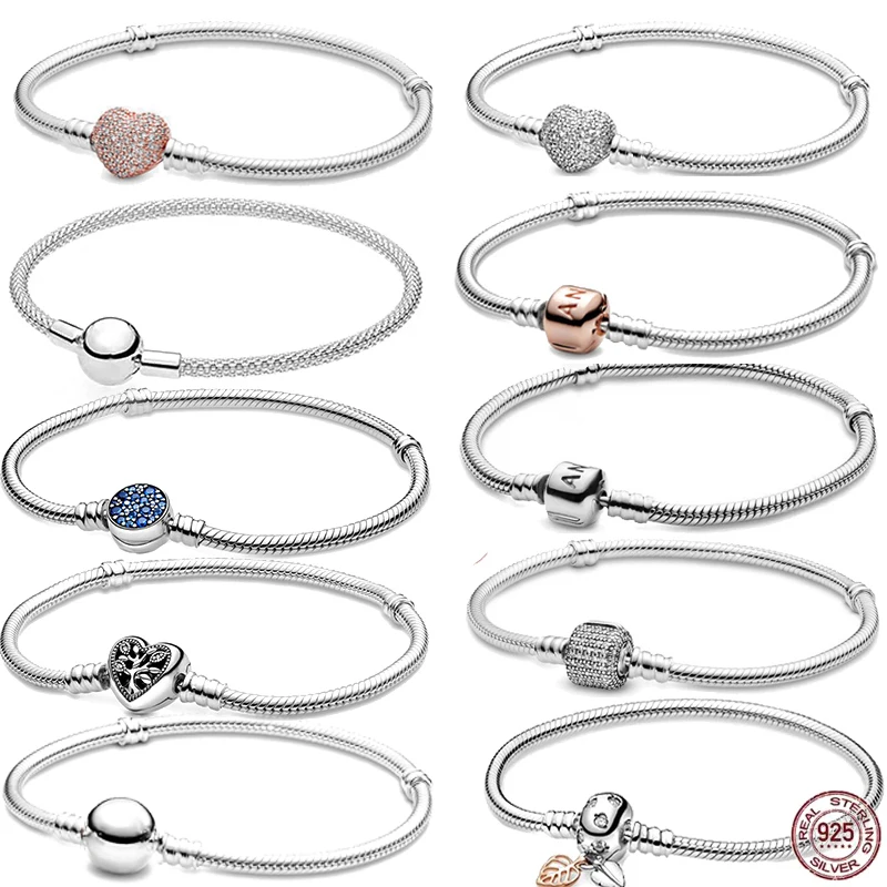 

New S925 Sterling Silver Classic High Quality Bucket Buckle Bracelet Fits Original Pandora Charming Beads DIY Women's Jewelry