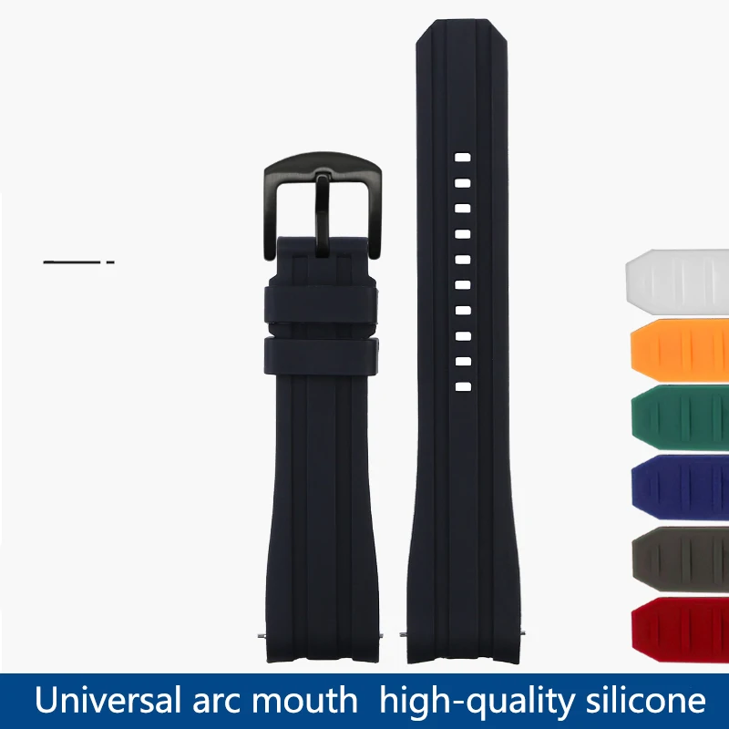 

Curved Interface Silicone Watch strap For Citizen MIDO R-olex Black Green Water Ghost Waterproof Rudder Watchband 20 22mmm