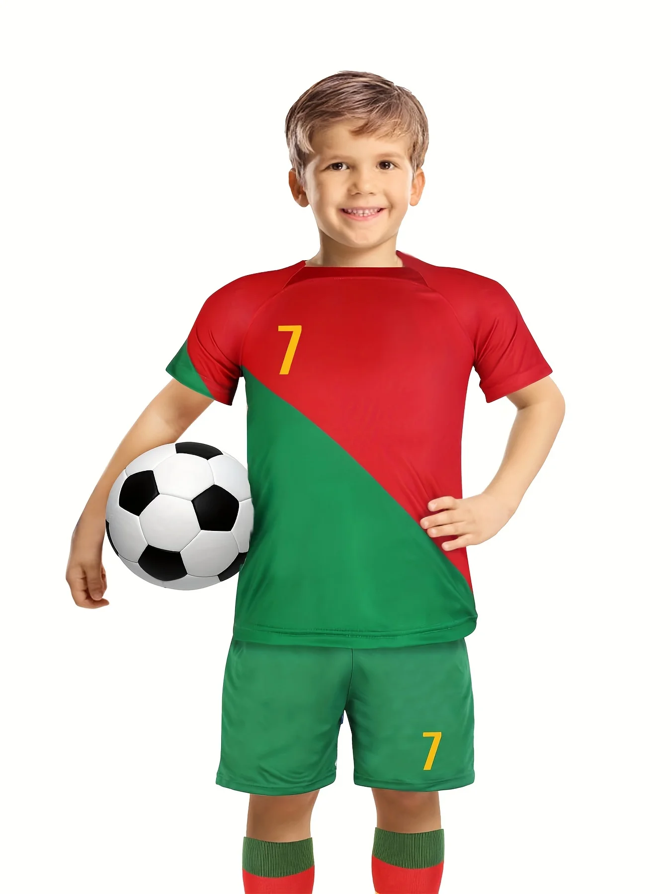 Summer 4-14 Year Old Boys and Girls Football Top Short Sleeve+Shorts Comfortable and Breathable Children's Sports Set