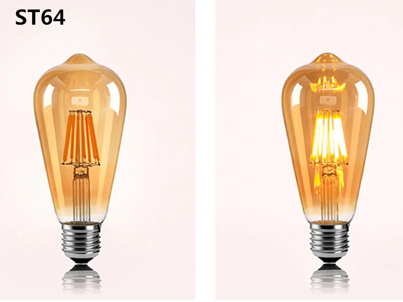 LED Edison Filament Bulbs Golden Art Lights ST64 Dimmable E27 B22 2W 4W 6W 8W 10W 12W 220V 110V 2700K 360 Degree Energy Lamps