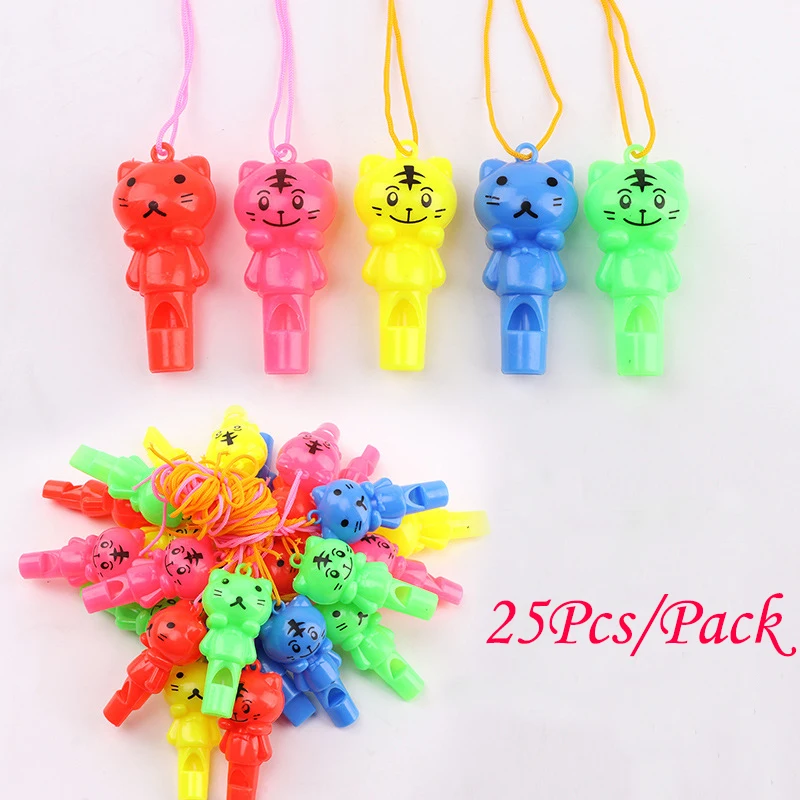 25Pcs Cute Cat Whistles Cheer Up Sports Toys Children Birthday Party Favors Baby Shower Gifts Goodie Bag Pinata Fillers children toys whistle toys