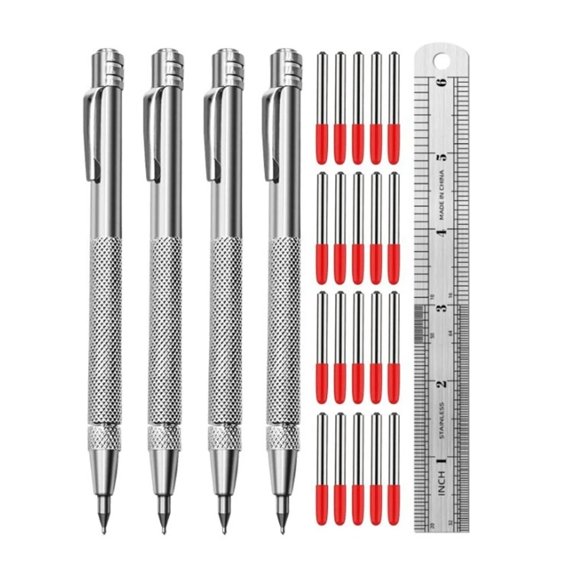 

M17D Carbides Pen Scriber Pen Metal Scriber Pen with 20 Redness Hat Tip and 1Ruler
