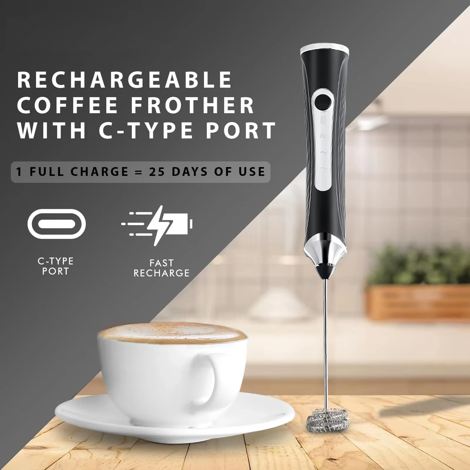 Electric milk frother, milk coffee mixer, handheld electric egg beater, 3-speed cake cream maker, kitchen batter mixer 1