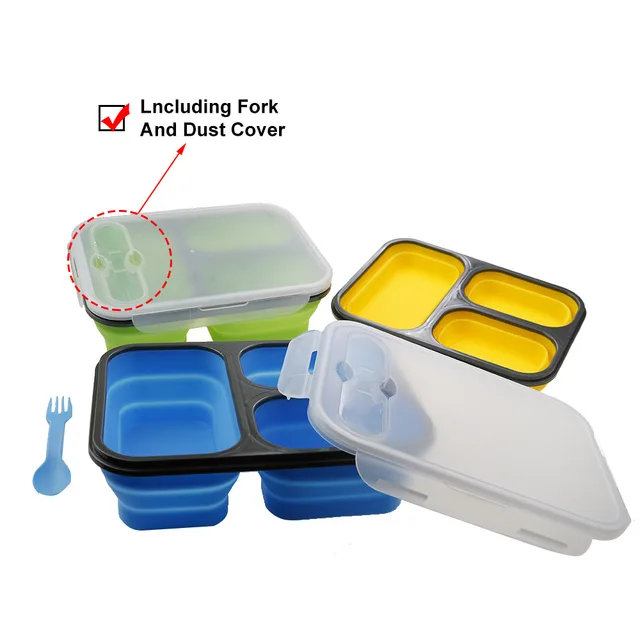 Boîte à déjeuner Portable pliable en Silicone de 1300ML, bol de four à micro-ondes, conteneur de stockage des aliments pliable, couvercle lavable sans odeur, 1 pièce 4