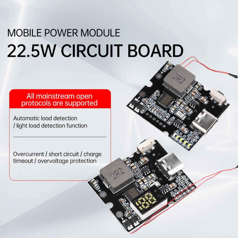 Display digitale/luce da 22,5 W Power Bank Modulo di alimentazione mobile bidirezionale a ricarica rapida Tipo-C Supporto USB PD/QC3.0 2.0