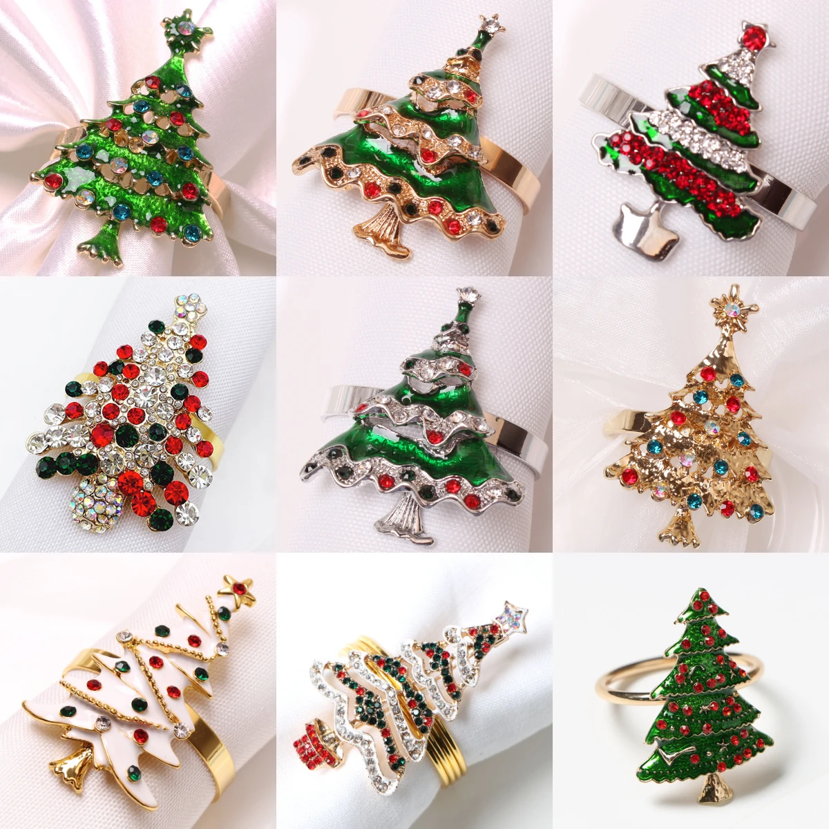 Christmas Tree Napkin Ring Holders Metal Napkin Decoration Holder