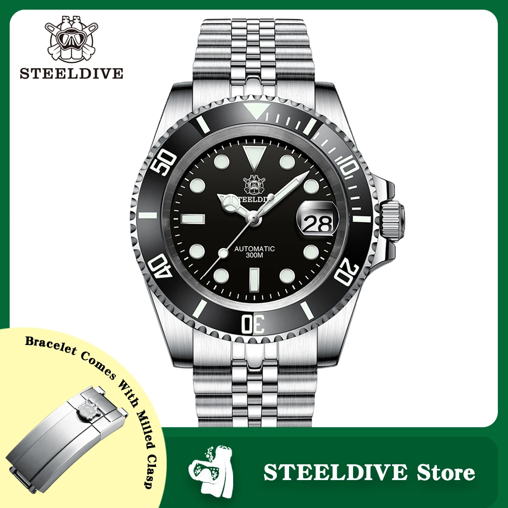 SD1953 STEELDIVE 41mm Super Luminous 30ATM Water Resistant NH35 Automatic Sapphire Water Ghost Mens Dive Watch Milled Clasp rechargeable hydrogen rich water cup ionizer alkaline maker generator super antioxidants hydrogen bottle