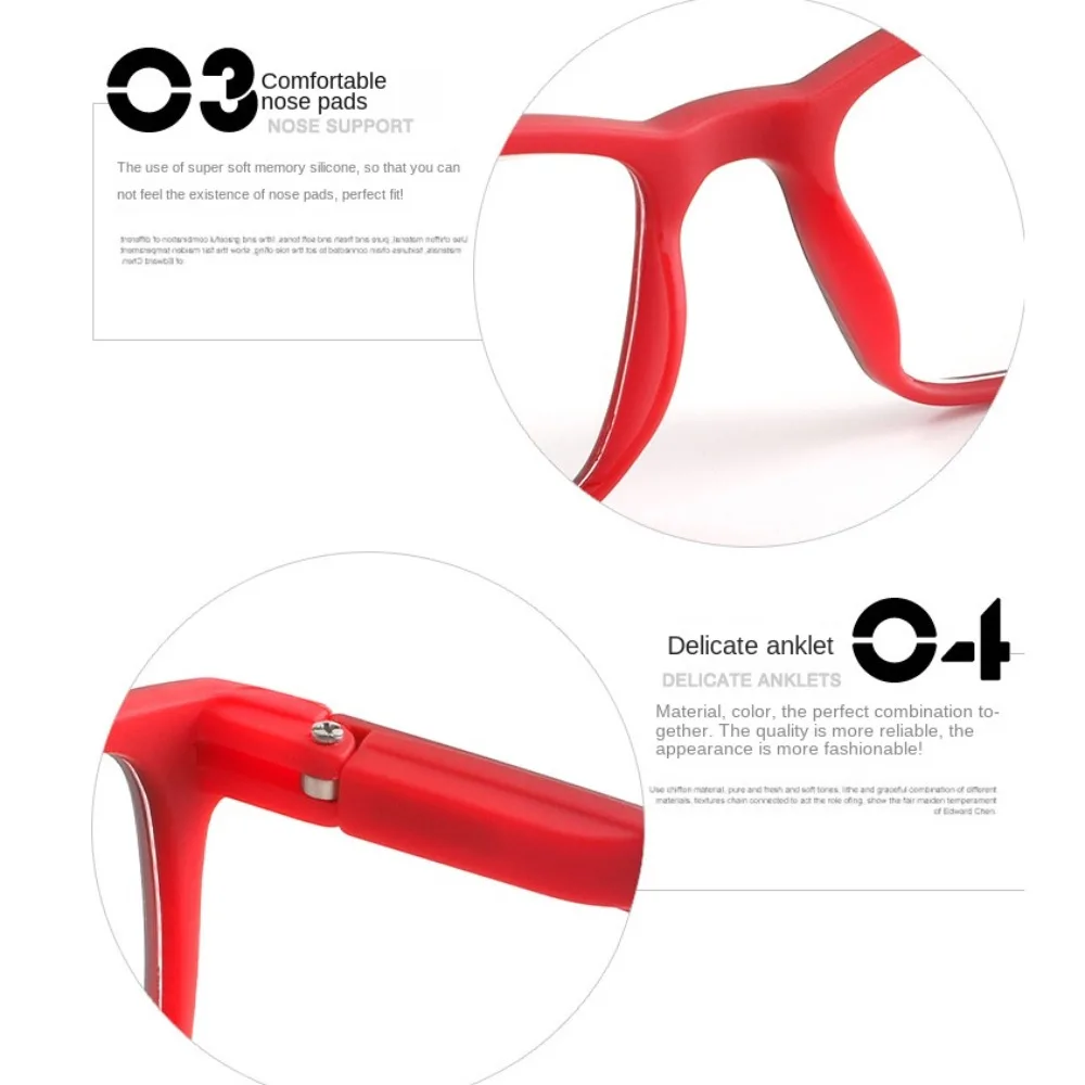 PC Reading Glasses Decorative Glasses Rectangle Anti Blue Light Eyeglasses Brown Grey Red Blue Plain Glass Spectacles Readers