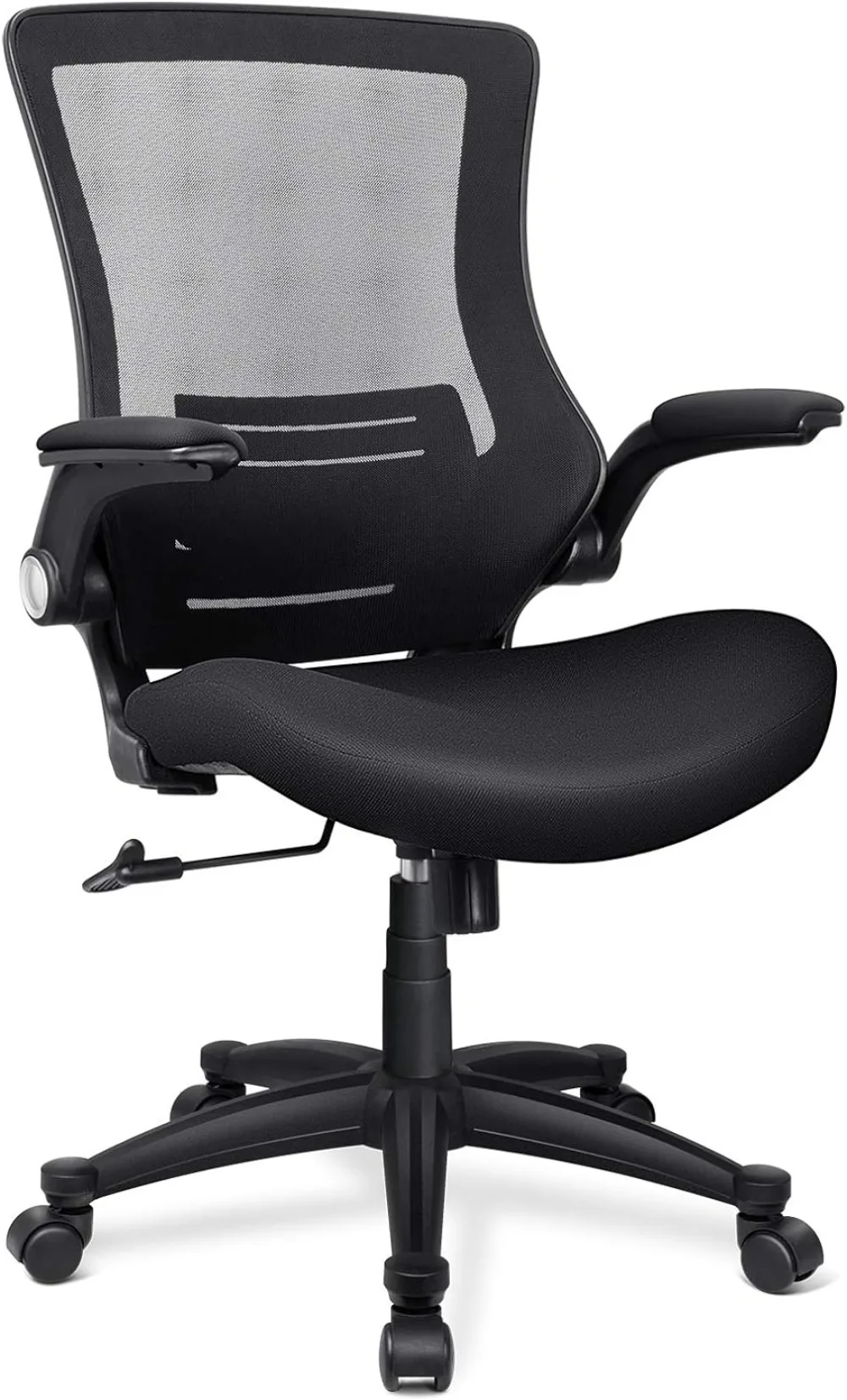 Mesh Desk Chair with Wheels Black Mesh Office Chair with Flip Up Arms Mesh Back Home Office Desk Chair with Good Lumbar