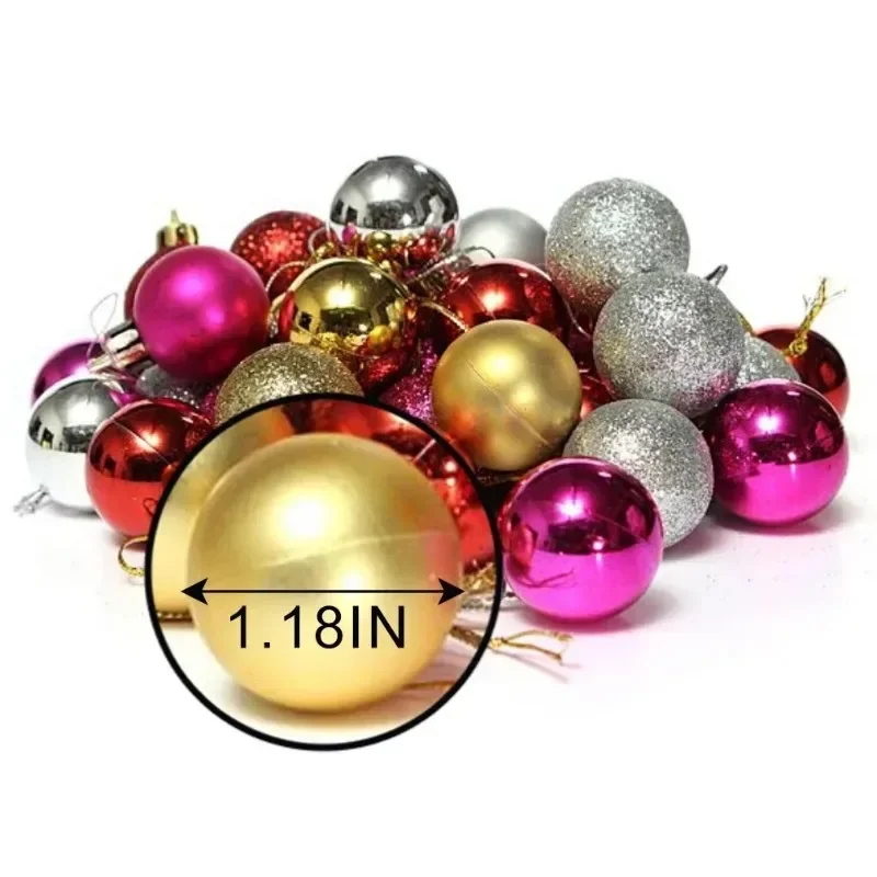 24pcs/box 3cm Christmas Tree Ball Bauble Hanging Home Party Ornament Decor Tree Decoration Balls Party Hanging Pendant Navidad