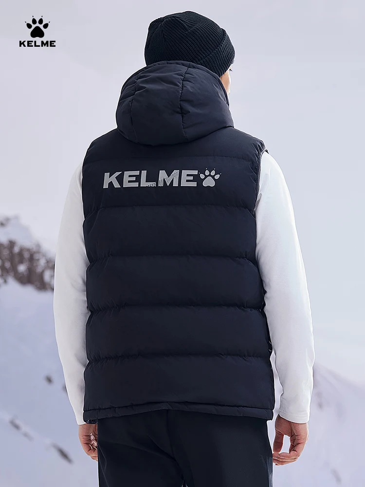 Kelme Men's Cotton Vest Autumn And Winter New Product Hooded Sleeveless Vest Women's Casual Warm Windproof Jacket 4