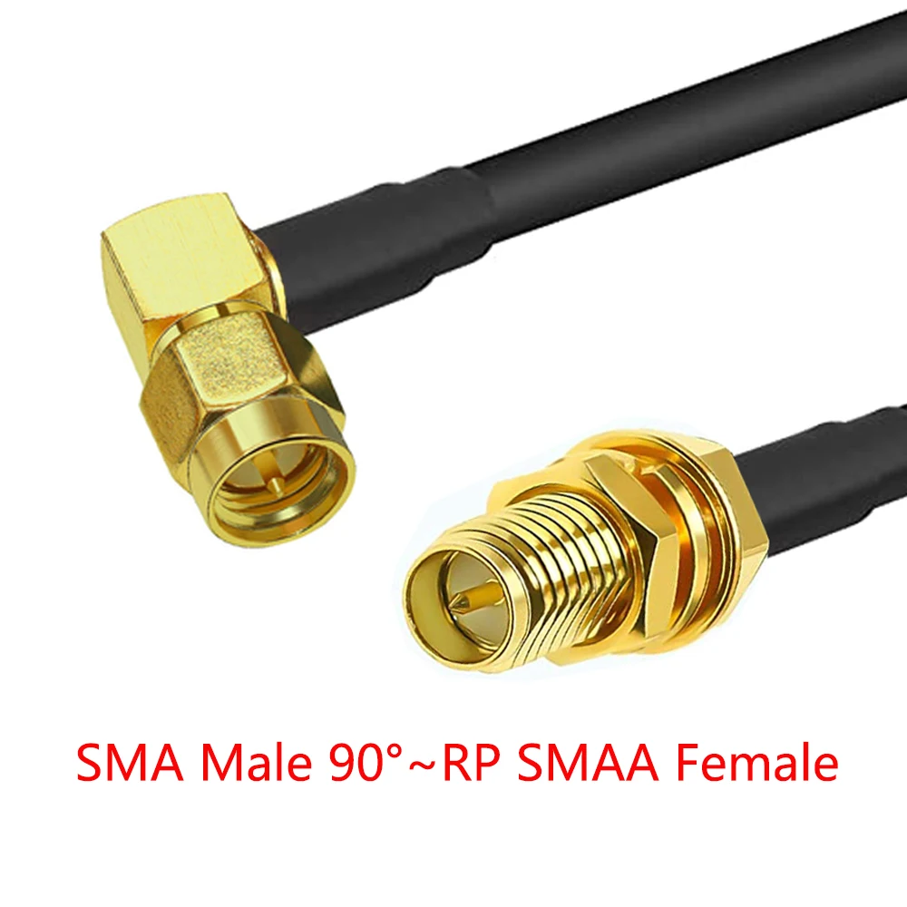 SMA-Stecker auf SMA-Buchse RG58 50 Ohm Kabel Koaxial-Verlängerungsstecker RPSMA-Stecker Jack rechtwinklig Crimp Messing RF – Detail 22