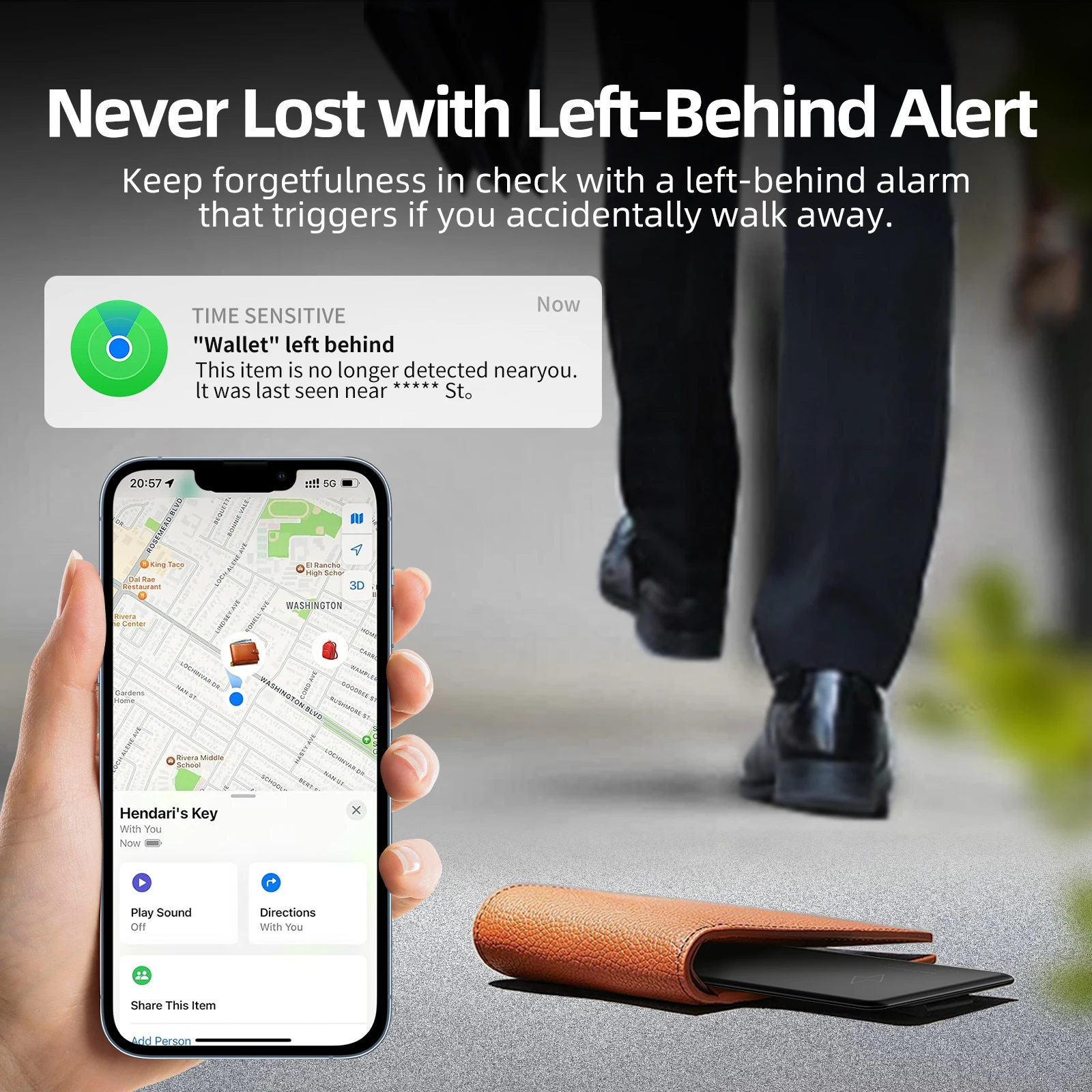 Wallet GPS Tracker Card Finder Works with Apple Find My Finder Locator For Lugga