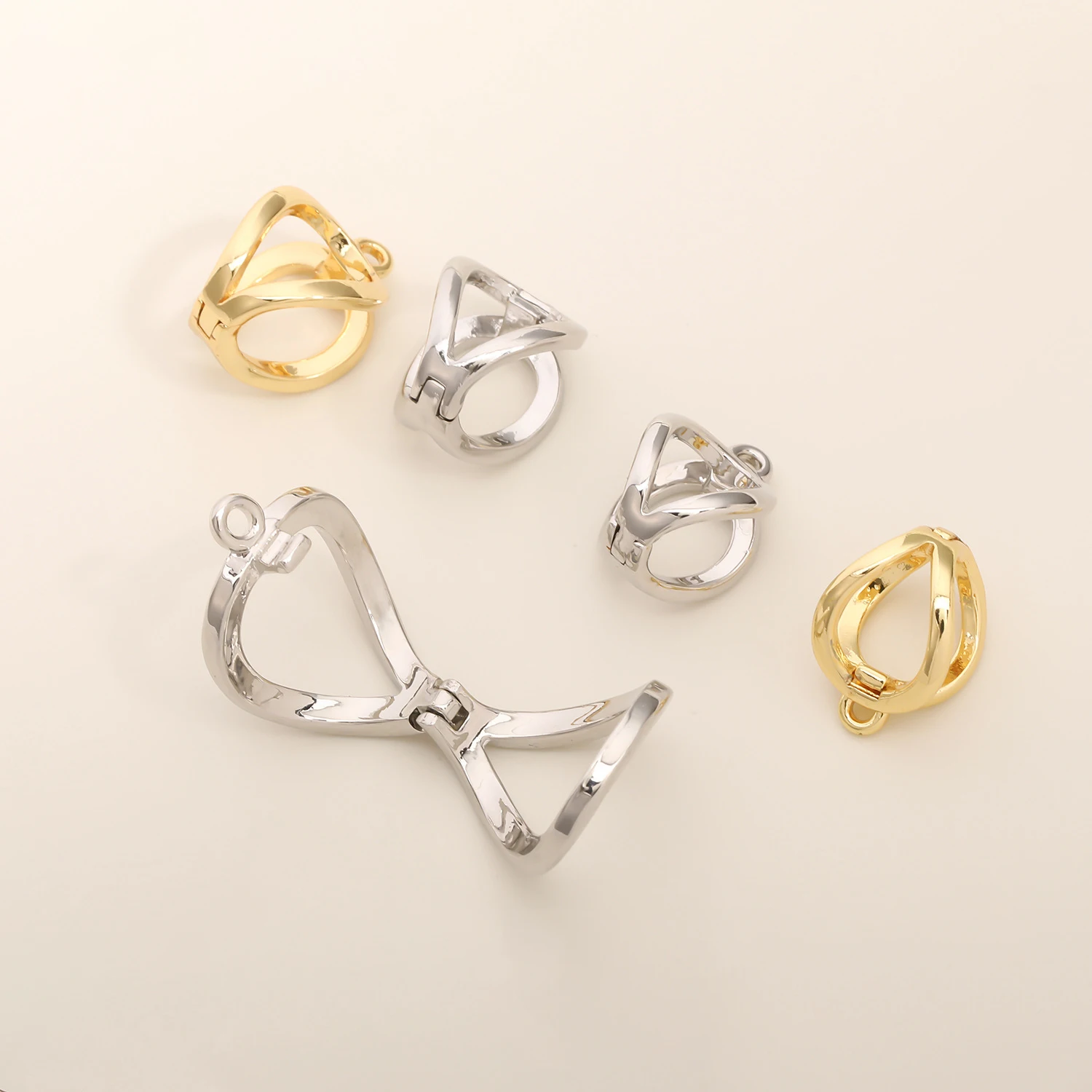 2 Stück Klappverschlüsse, 18 Karat vergoldet, Verbindungsclips, Anhänger, Charms für DIY-Perlenketten, Armbänder, Schmuckherstellung – Detail 2