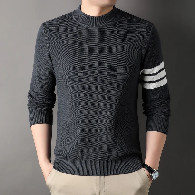 

2023 Medium Thick Men's Knitted Sweater Men's Pullover Water Ripple Sweater Fashion Casual Men's Sweater