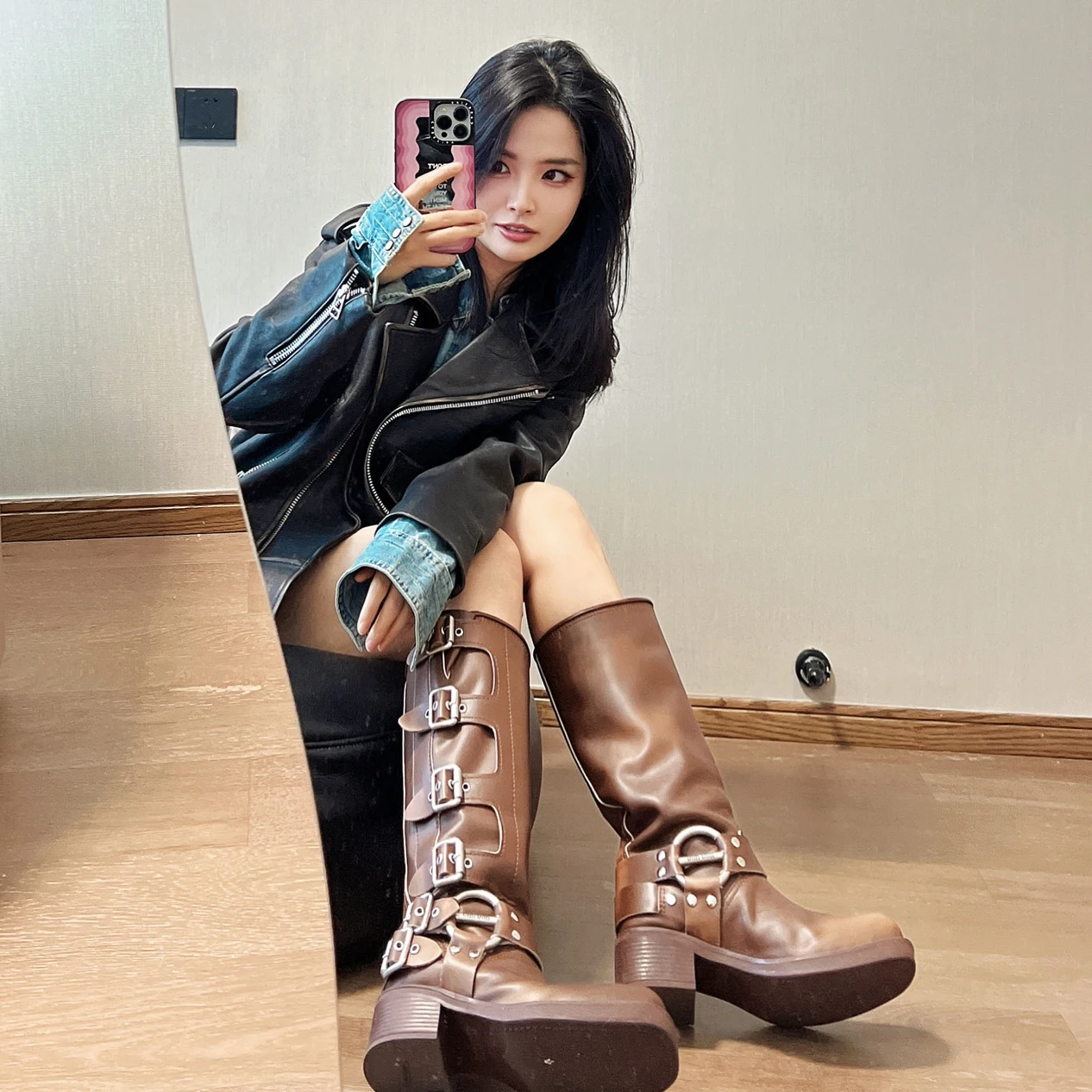 

Tendencia Slip On Combat Botines Buckled Leather Zapatos Mujer Biker Women Boots Designer Botas Femininas Cozy Chaussure Femme