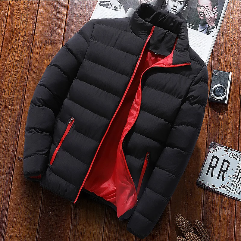 2022 Thick Men Parka Jackets Solid Stand Collar Male Windbreak Casual Mens Outwear Coats Winter Warm Cotton Padded Down Jacket