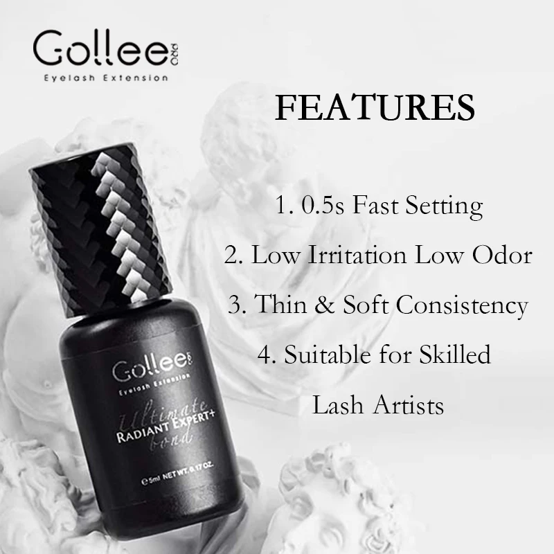 Gollee 0.5-1s Fast drying lashes glue Latex-free Eyelash Extensions Glue Professional Waterproof eyelash Lash extension supplies 2