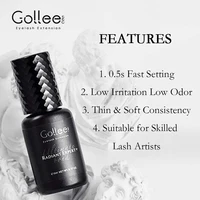 Gollee 0.5-1s Fast drying lashes glue Latex-free Eyelash Extensions Glue Professional Waterproof eyelash Lash extension supplies 2