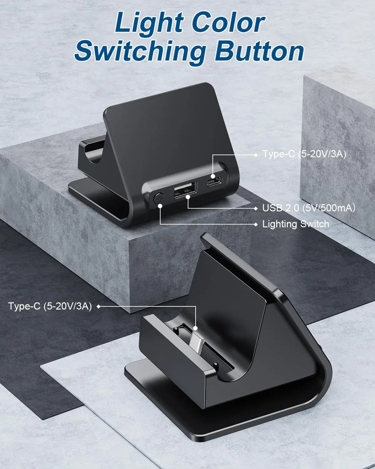 AOLION For Switch 2 Host Charging Stand Fast Charging Adjustable RGB NS2 Gaming Console Charging Stand 6