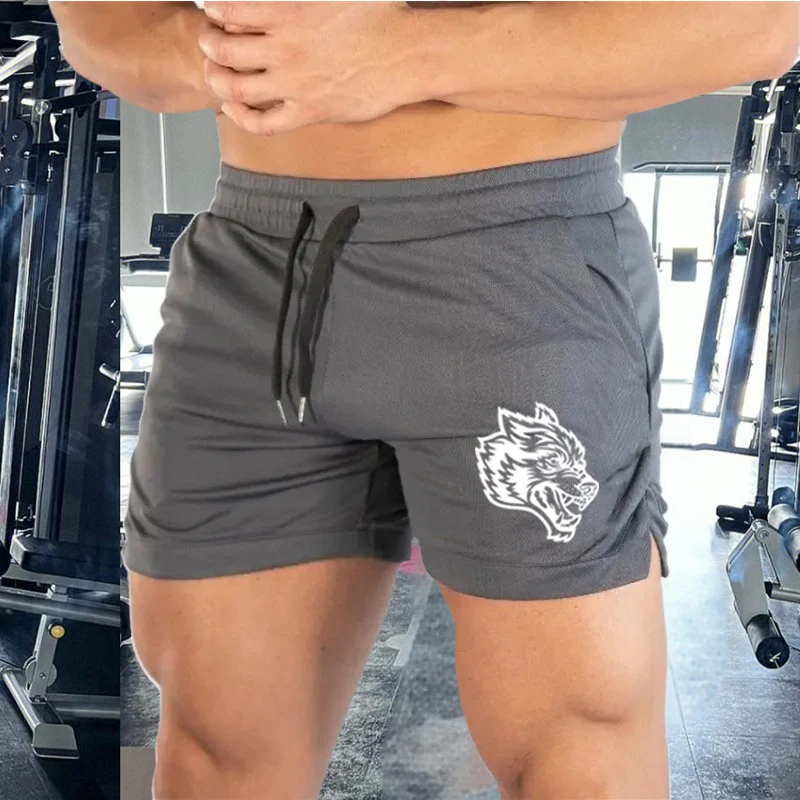 Wolf Head Men's Leisure Sports Shorts Elastic Beach Shorts Running Gym Sports New Three Quarter Pants Summer Fashion M-3XL 4