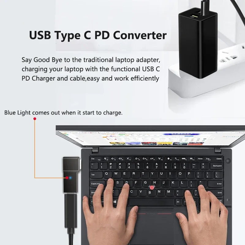 ? 100W USB 타입 C 고속 충전 어댑터 플러그 커넥터 델, 아수스, HP, 에이서, 레노버용 범용 USB C 노트북 충전기 컨버터