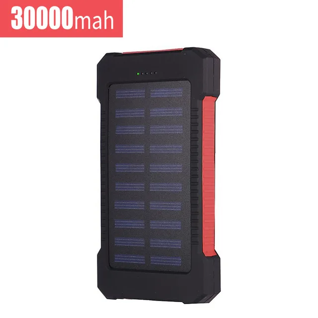 30000mAh Solar Fast Charging Power Bank Portable Waterproof External Battery with Flashlight for Outdoor traveling Xiaomi iPhone best power bank for iphone Power Bank