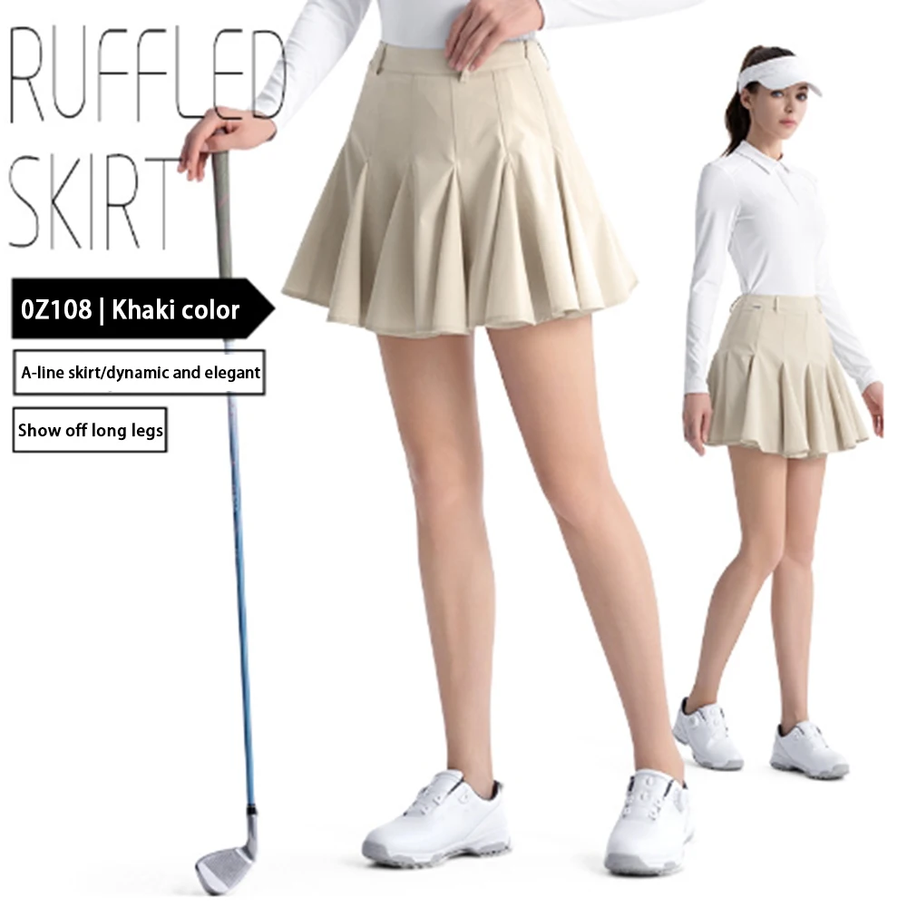 PGM Women Golf Pleated Short Skirt Ruffle High Waist Casual Skirts Ladies Fashion A-lined Skorts Sports Golf Tennis Wear