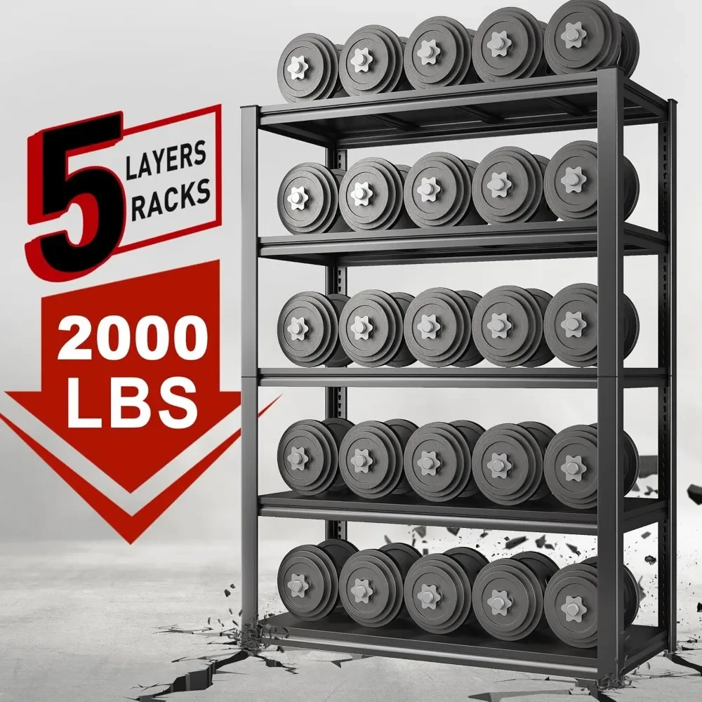 Garage Shelving 2000LBS Heavy Duty Storage Shelves Adjustable 5 Tier Metal Shelves for Storage , 32"W x 16.5"D x 63"H 4