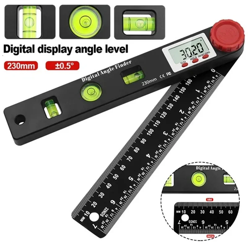 

4-In-1 Digital Angle Finder Digital Protractor Multifunction Level Ruler Angle Measuring Tool With Horizontal Vertical Bubble
