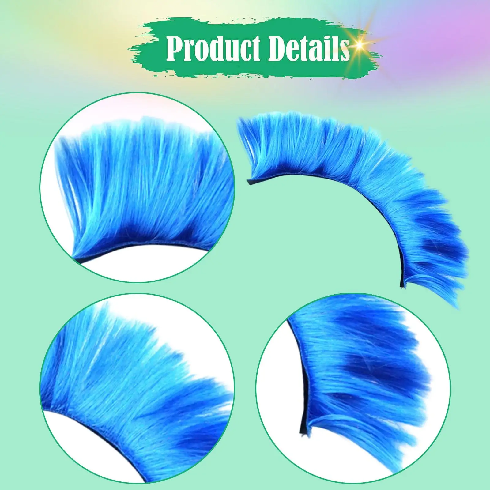Helmet Wig Synthetic Cockscomb Hairpiece Motorcycle Helmet Accessory Retro Punk Mohawk for Biker Cosplay Party